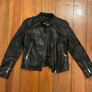 Zara basic faux leather moto jacket size XS